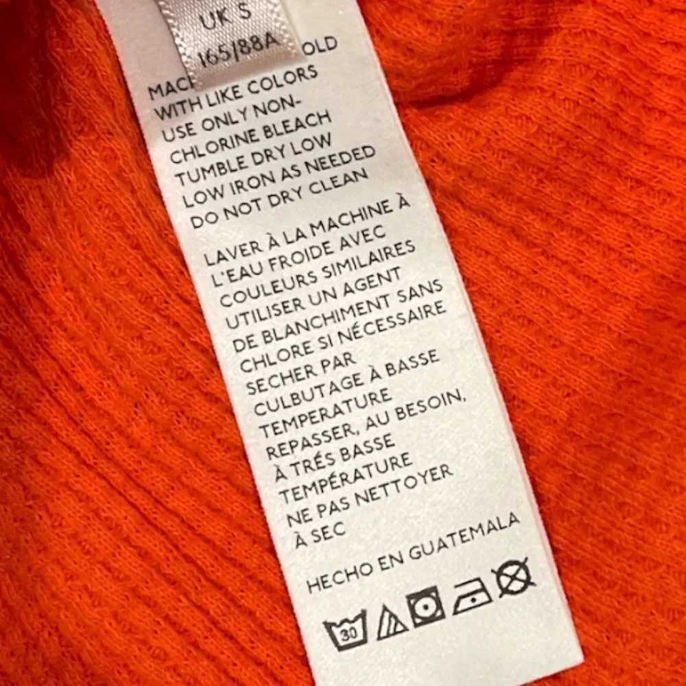 NWT Wee The People / Free People Orange Thermal Long Sleeve Knit Top - Size Smal